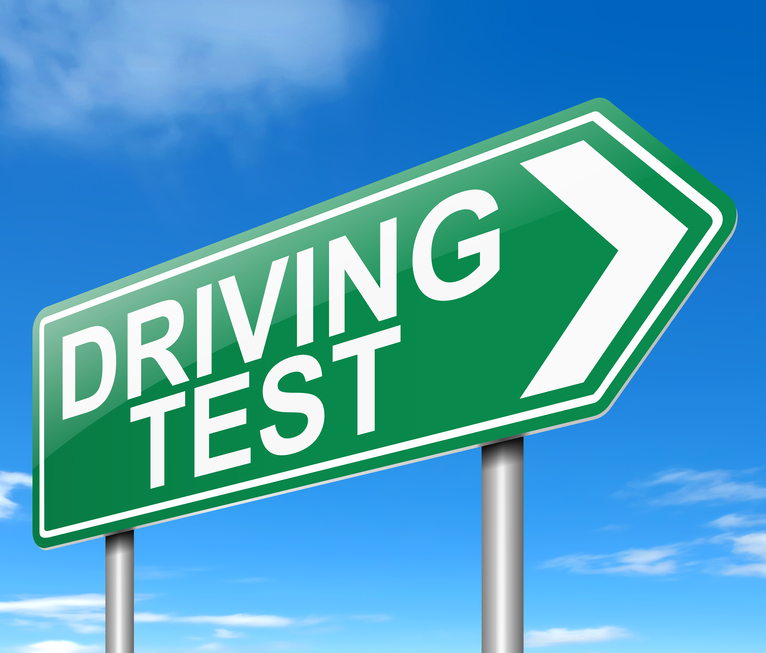 Illustration depicting a sign with a driving test concept.